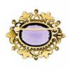 Image 3 : Antique Art Nouveau 14K Gold Amethyst Diamond Pearl Foliated Heart Frame Brooch