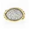 Image 4 : Vintage 18k Gold & Platinum 1.40 ctw Diamond Dome Twisted Wire Statement Band Ri