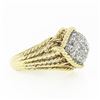 Image 5 : Vintage 18k Gold & Platinum 1.40 ctw Diamond Dome Twisted Wire Statement Band Ri