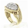 Image 9 : Vintage 18k Gold & Platinum 1.40 ctw Diamond Dome Twisted Wire Statement Band Ri