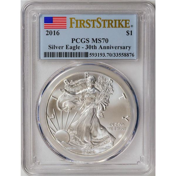 2016 American Silver Eagle .999 Fine Silver Dollar Coin PCGS MS70