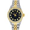 Image 2 : Rolex Ladies 2 Tone Black Diamond Lugs Datejust Wristwatch Oyster Perpetual