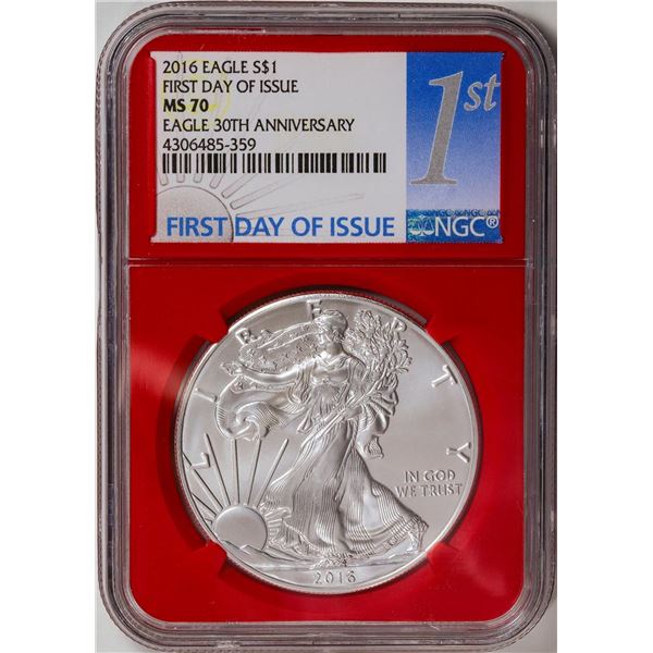 2016 American Silver Eagle .999 Fine Silver Dollar Coin NGC MS70