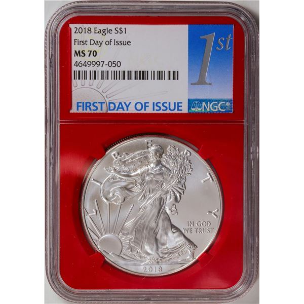 2018 American Silver Eagle .999 Fine Silver Dollar Coin NGC MS70