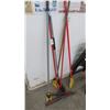 Image 1 : Lot of Mop Handles, Brooms & Squeegee