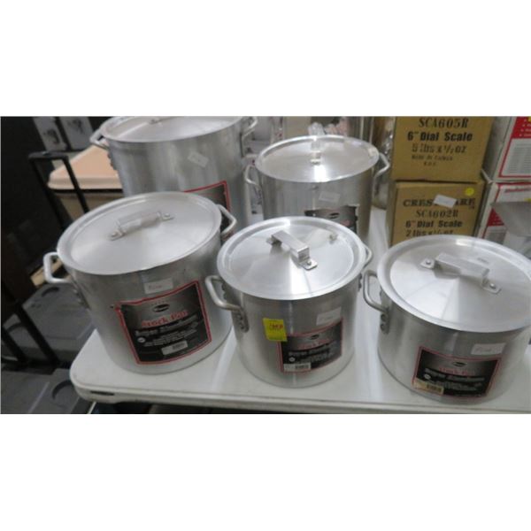 5 New Winware Lidded Aluminum Stock Pot 5 X $