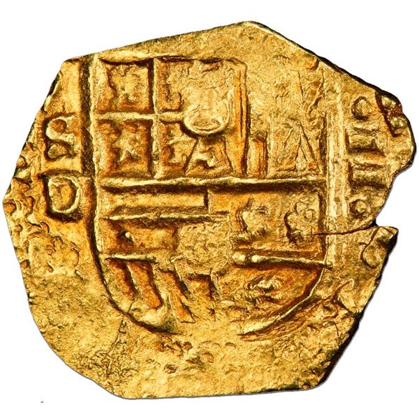 Seville, Spain, gold cob 2 escudos, 1617 D, PCGS MS62, finest known in both PCGS and NGC censuses.