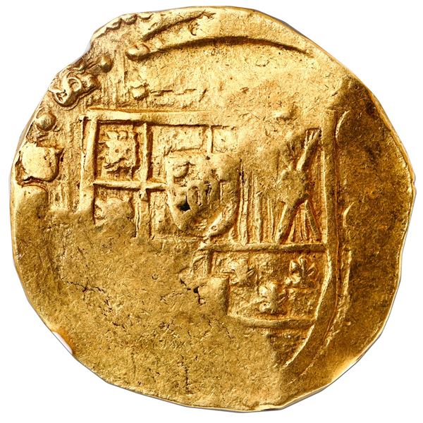 Seville, Spain, gold cob 8 escudos, Charles II, assayer not visible, NGC AU 55.