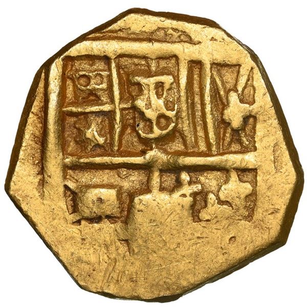 Seville, Spain, gold cob 1 escudo, Charles II, assayer not visible (M), NGC AU 58.