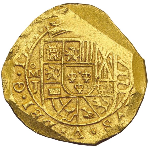 Mexico City, Mexico, gold cob 8 escudos, 1714 J, NGC MS 62 (1715 Fleet Label), ex-Anderson.