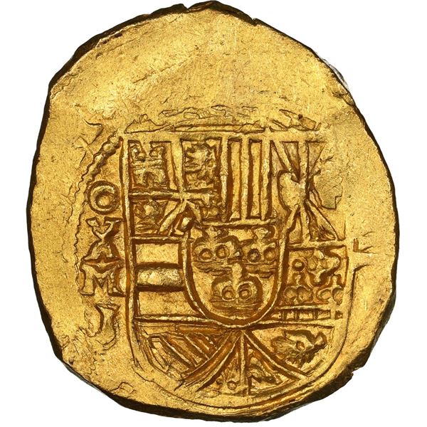 Mexico City, Mexico, gold cob 4 escudos, 1711 J, ornate-tressure cross, very rare, NGC MS 64 (1715 F