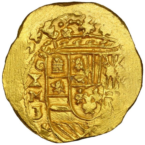 Mexico City, Mexico, gold cob 4 escudos, 1713 J, NGC MS 65 (1715 Fleet Label).