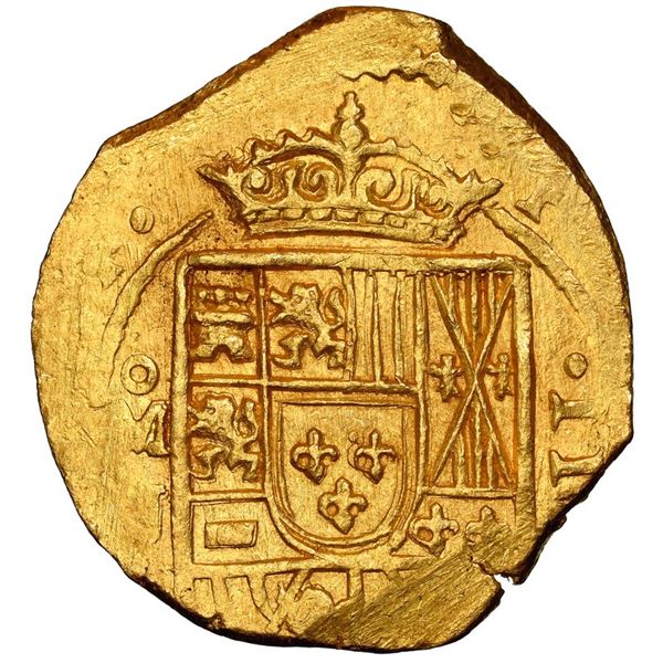 Mexico City, Mexico, gold cob 2 escudos, 1714 J, NGC MS 64 (1715 Fleet Label).