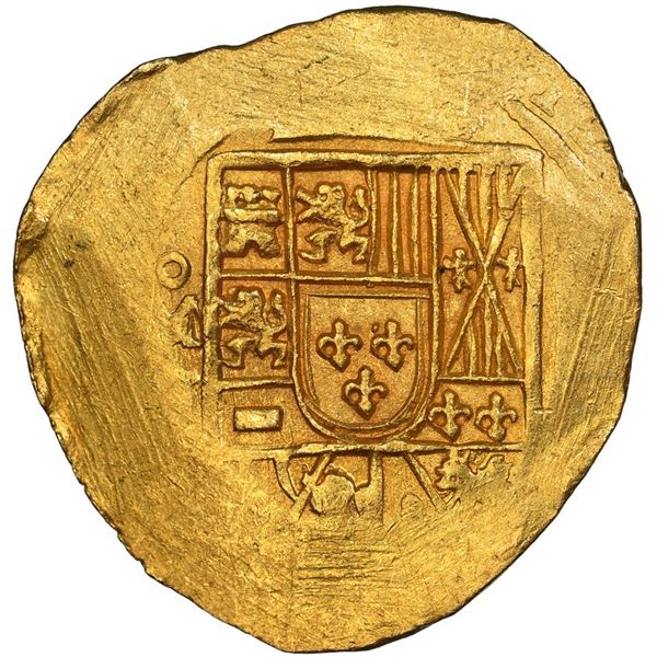 Mexico City, Mexico, gold cob 2 escudos, (1714) J, NGC MS 65 (1715 Fleet Label).