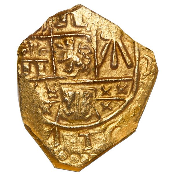 Bogota, Colombia, gold cob 2 escudos, Charles II posthumous, 1712/1, no assayer (Arce), unique, NGC