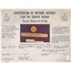 Image 2 : Gold "finger" bar from the Atocha, ingot #548, 455 grams, marked with three partial tax stamps
