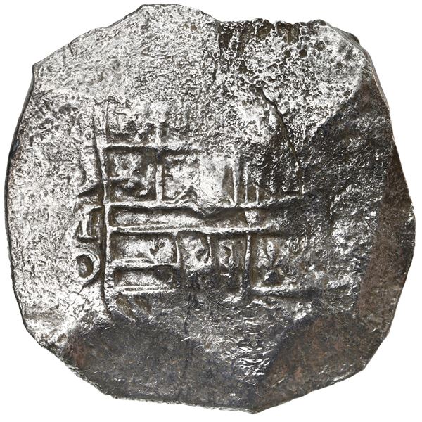 Mexico City, Mexico, cob 8 reales, Philip III, assayer D, Grade 1.