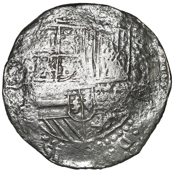 Potosi, Bolivia, cob 8 reales, Philip II, assayer not visible (style of 3rd-period B), Grade 2.