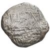 Image 1 : Potosi, Bolivia, cob 8 reales, Philip II, assayer B (5th period), Grade 2.