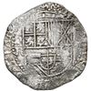 Image 1 : Potosi, Bolivia, cob 8 reales, Philip III, assayer R (curved leg), Grade 2.