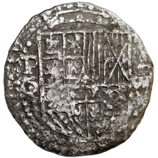 Potosi, Bolivia, cob 8 reales, Philip III, assayer Q, Grade 2 (22 points), with hand-signed certific