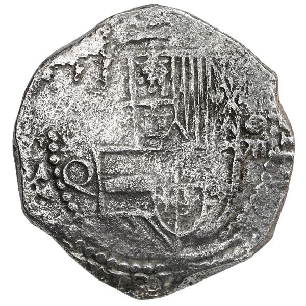 Potosi, Bolivia, cob 8 reales, Philip III, assayer Q, Grade 2.