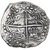 Image 2 : Potosi, Bolivia, cob 8 reales, Philip III, assayer T, error denomination IIII, Grade 1.