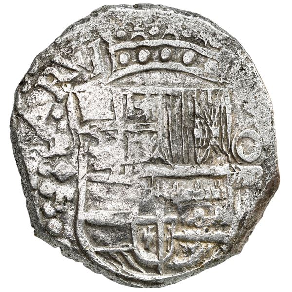 Potosi, Bolivia, cob 8 reales, Philip III, assayer T, Grade 1.