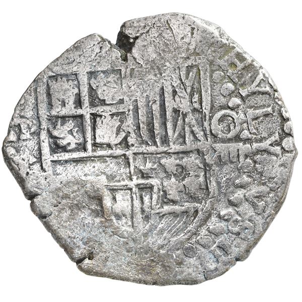 Potosi, Bolivia, cob 8 reales, Philip III, assayer not visible, Grade 1.