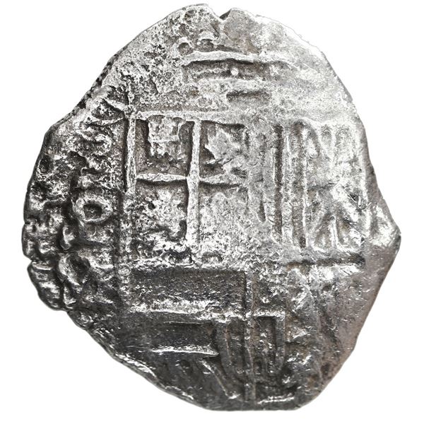 Potosi, Bolivia, cob 4 reales, Philip III, assayer M/Q, Grade 2.