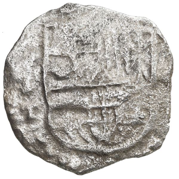 Potosi, Bolivia, cob 4 reales, Philip III, assayer T, Grade 3.