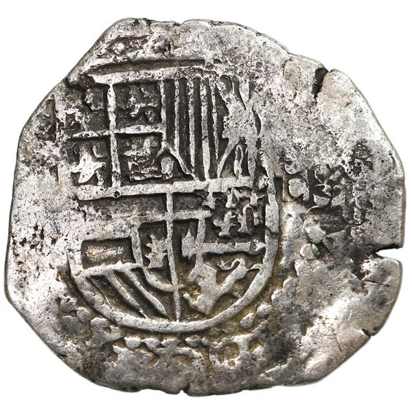 Potosi, Bolivia, cob 2 reales, Philip III, assayer not visible, Grade 2.