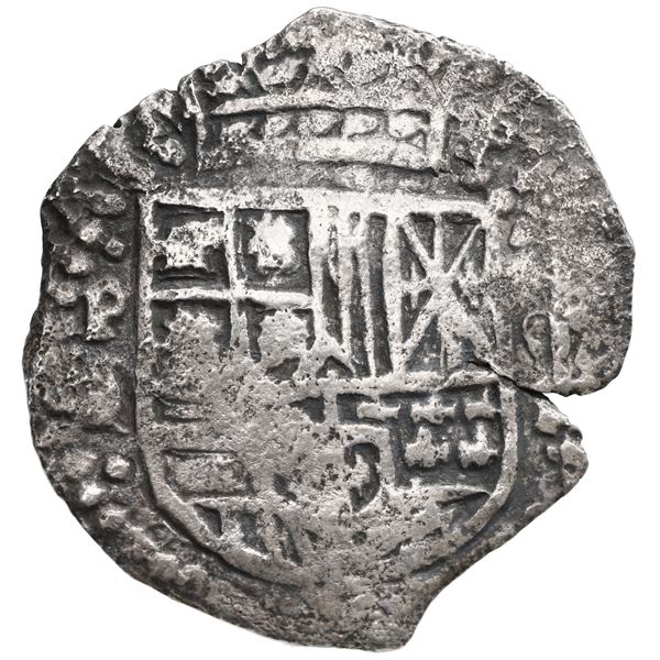 Potosi, Bolivia, cob 8 reales, (1649) O/Z, with crowned-script-L countermark (very rare, and a uniqu