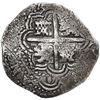 Image 2 : Potosi, Bolivia, cob 8 reales, 1649 O/sR (rare), with crowned-dot-F-dot (two dots) countermark on sh