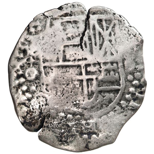 Potosi, Bolivia, cob 8 reales, 1649 O/sR (rare), with crowned-L countermark on cross, ex-Mastalir (P