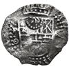 Image 1 : Potosi, Bolivia, cob 8 reales, 1649 O, with three countermarks (very rare): crown alone on shield, c