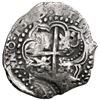 Image 2 : Potosi, Bolivia, cob 8 reales, 1649 O, with three countermarks (very rare): crown alone on shield, c