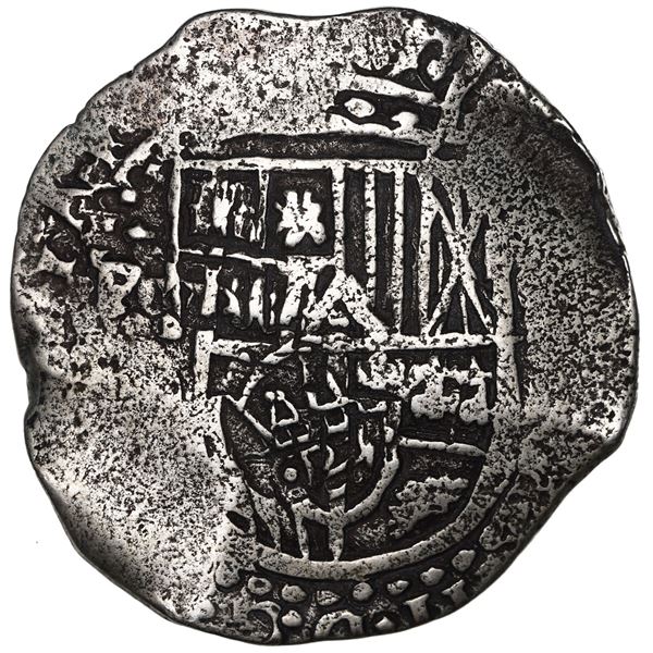 Potosi, Bolivia, cob 8 reales, 1649 (O), with crowned-dot-PH-dot countermark on shield, ex-Mastalir