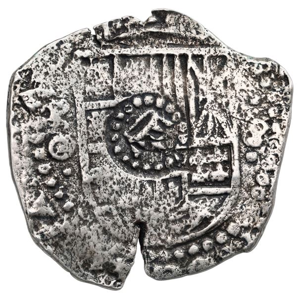 Potosi, Bolivia, cob 8 reales, 1649 O, with crown-alone countermark on shield, ex-Mastalir (Plate).