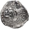 Image 1 : Potosi, Bolivia, cob 8 reales, (16)50 O, with crowned-dot-F-dot (two dots) countermark on shield.