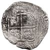 Image 1 : Potosi, Bolivia, cob 8 reales, 1654 E, dot-PH-dot at top, pomegranate above cross.