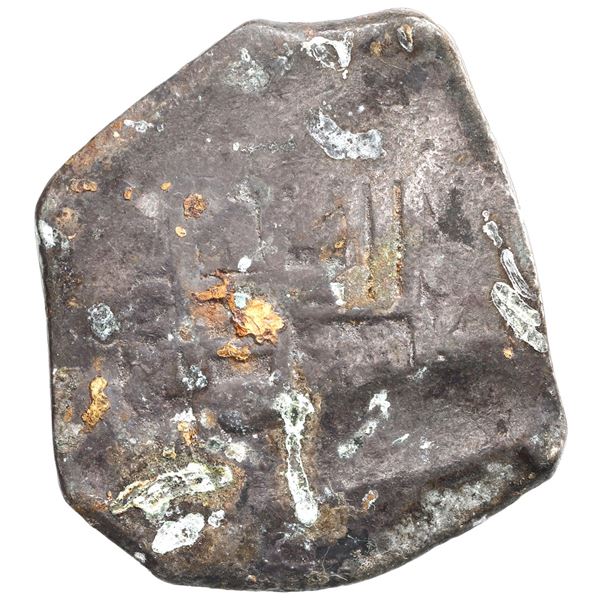 Mexico City, Mexico, cob 8 reales "greenie" (uncleaned, as found), Philip V, assayer not visible.