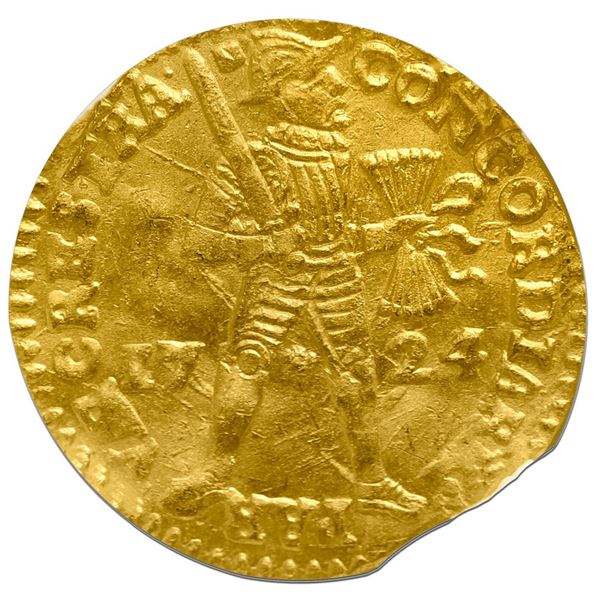 Utrecht, United Netherlands, gold ducat, 1724, NGC MS 62 / Akerendam (Shipwreck Certification Label)