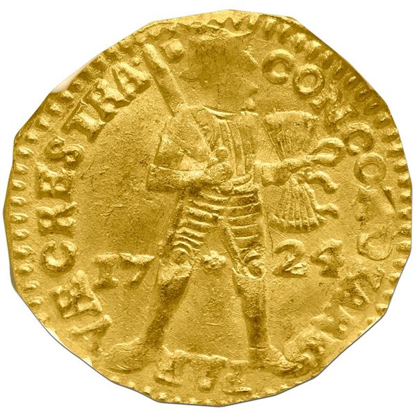 Utrecht, United Netherlands, gold ducat, 1724, NGC MS 61.