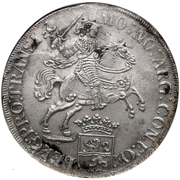 Overijssel, United Netherlands,  rider  ducatoon, 1734, NGC UNC details / saltwater damage.