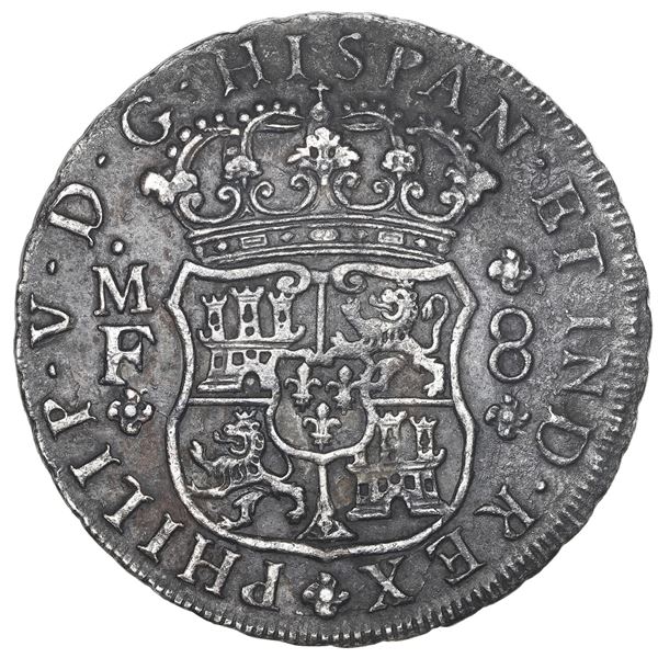Mexico City, Mexico, pillar 8 reales, Philip V, 1744 MF, very rare provenance, ex-McKee, ex-Eidel.