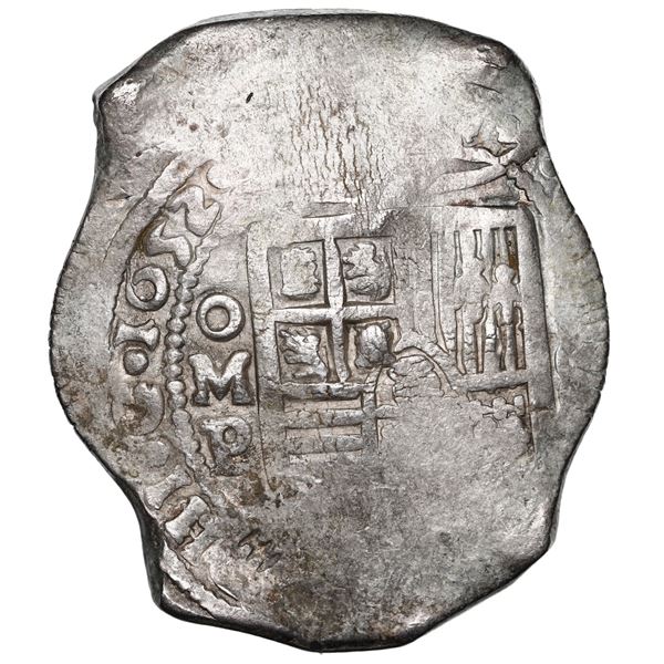 Mexico City, Mexico, cob 8 reales, 1652 P, with chopmarks as from circulation in Asia, ex-Bevill.