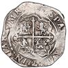Image 2 : Mexico City, Mexico, cob 4 reales, Philip II, assayer O below denomination o-iiii to left, mintmark 