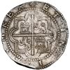 Image 2 : Lima, Peru, cob 8 reales, Philip II, assayer Diego de la Torre, *-8 (flat top) to left, P-oD to righ