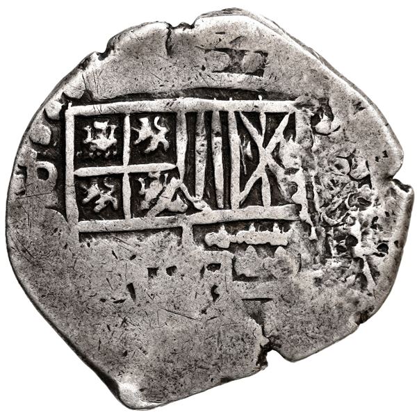 Potosi, Bolivia, cob 4 reales, (1650-1) O, with arms countermark on cross.